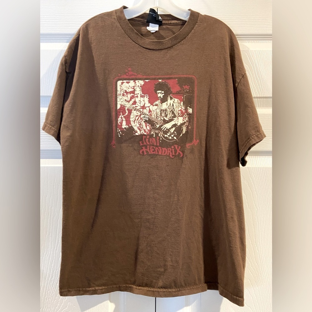 Jimi Hendrix - Vtg Hybrid Brand Brown Shirt - Size XL